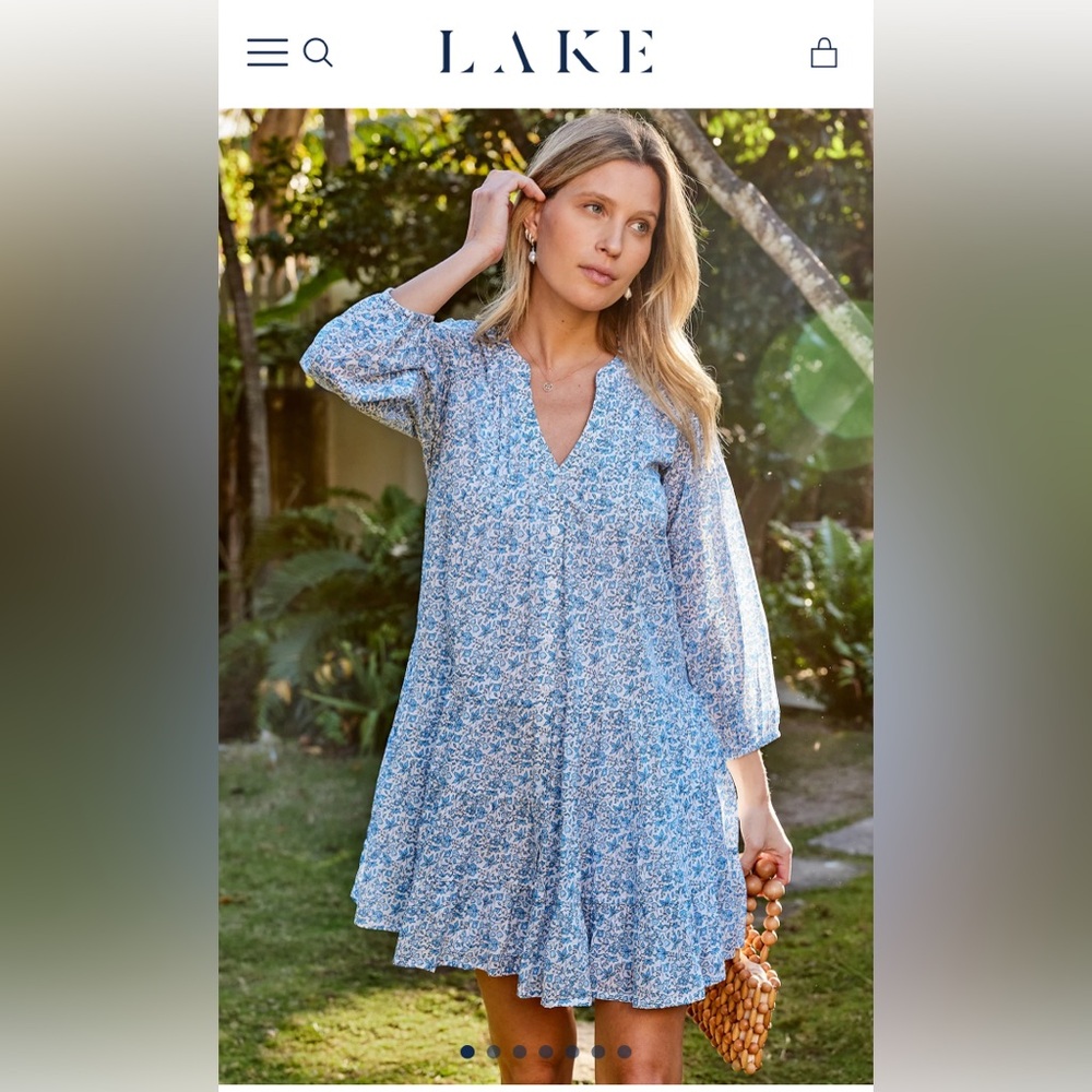 Eloise Tiered Dress in Delft Blue Garden Floral